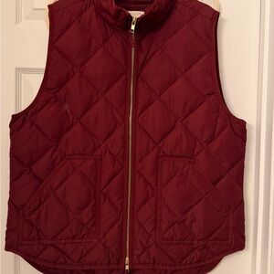 J Crew Quilted Burgundy Vest XL